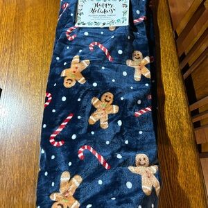 Festive Gingerbread and Candy Cane Throw Blanket